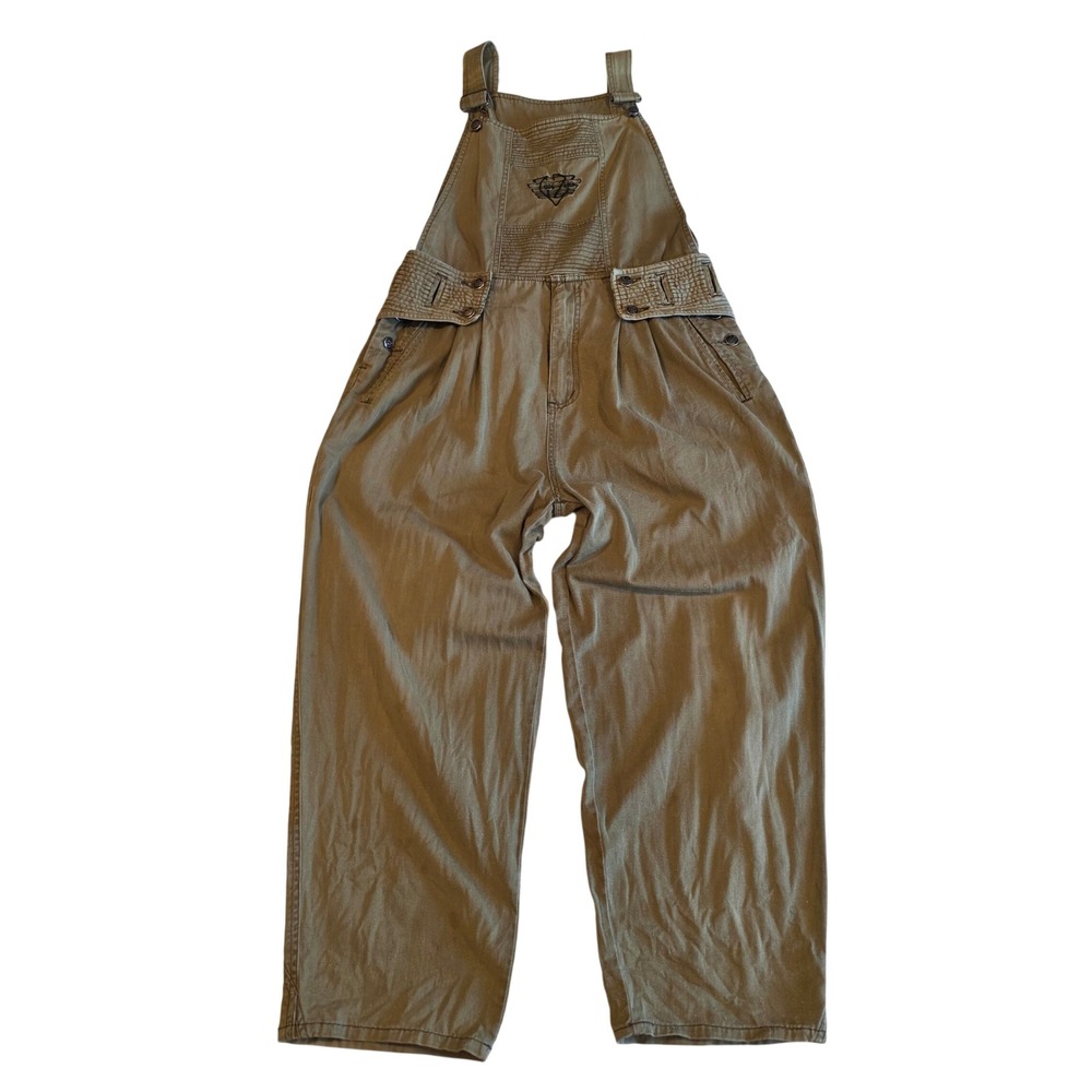Vintage 90s Code Zero Baggy Skater Overalls Olive Green Grunge 33M